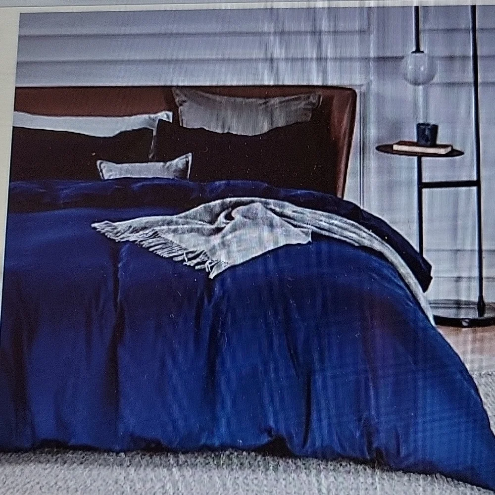 Bedsure navy blue duvet cover 2 sham covers Cal King  3pc set Zipper close New…